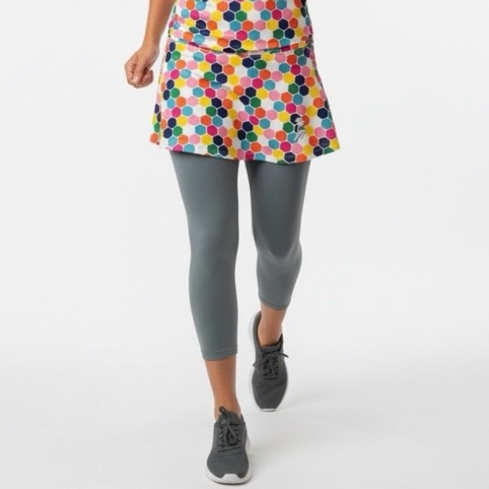 RunningSkirts Skirted Leggings Womens Size 2 Multi-Color Hexagon Geometric Print